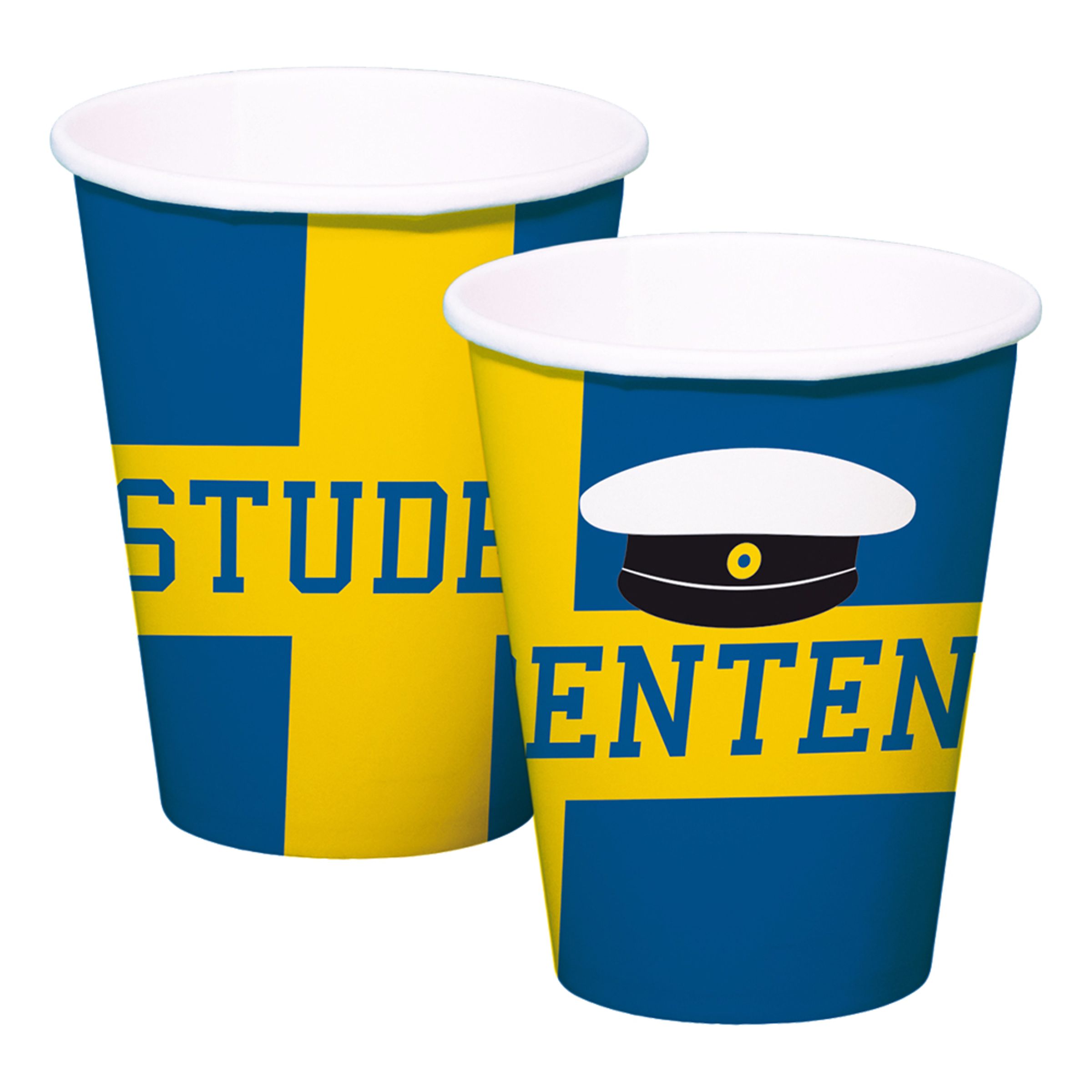 Pappersmuggar Studenten Blå/Gul - 8-pack