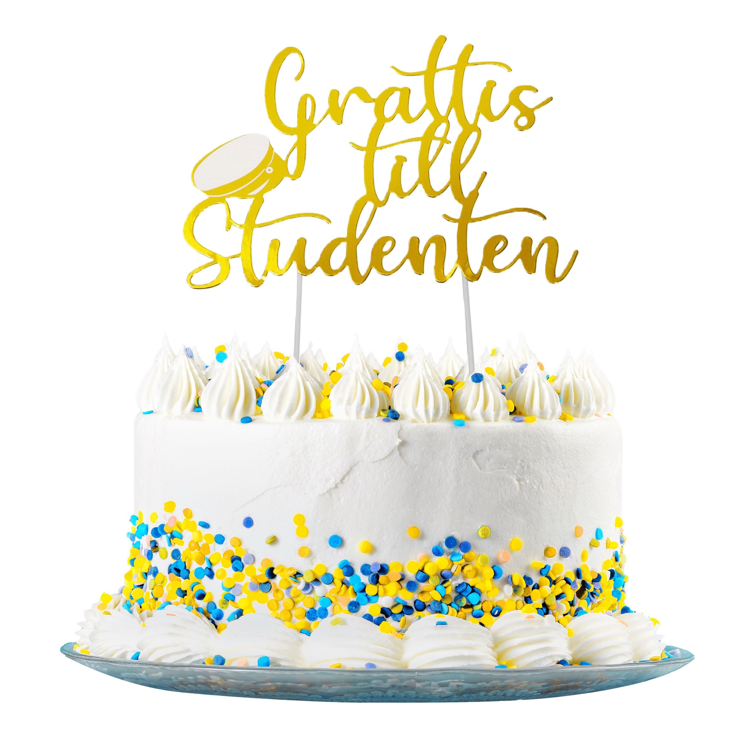 Tårtdekoration Grattis Till Studenten Guld
