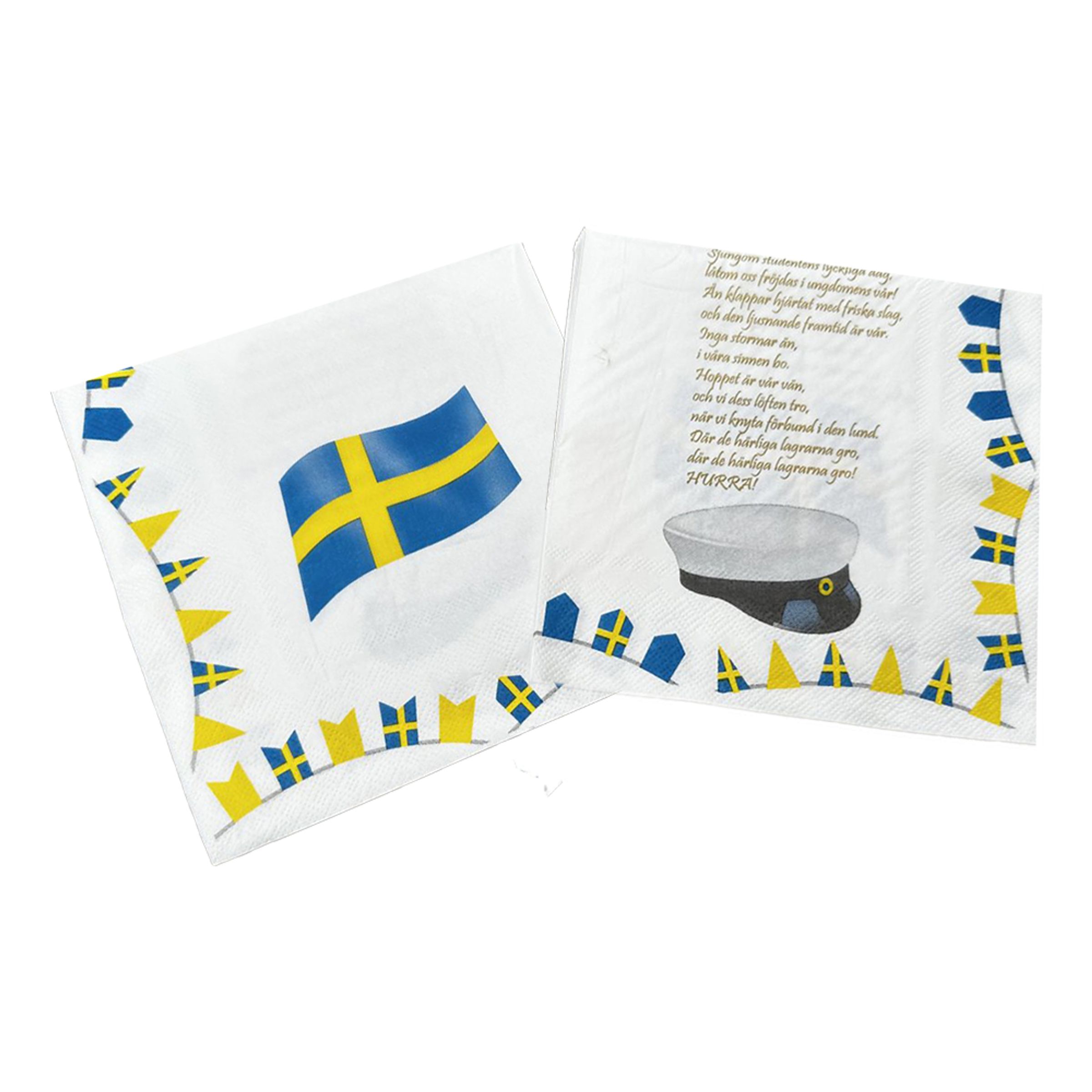 Servetter Studentmössa & Sverigeflagga - 20-pack