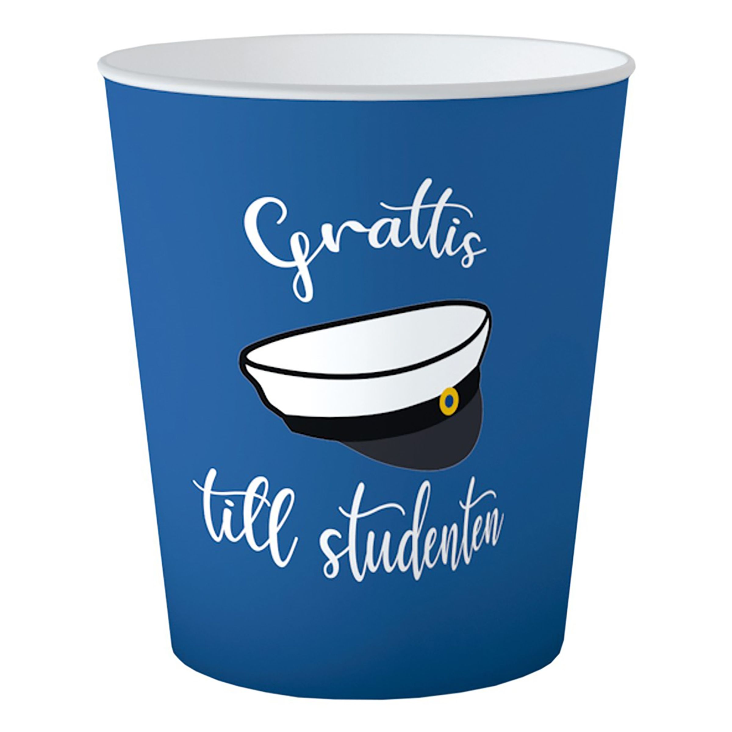 Pappersmuggar Studentmössa Grattis till Studenten - 8-pack