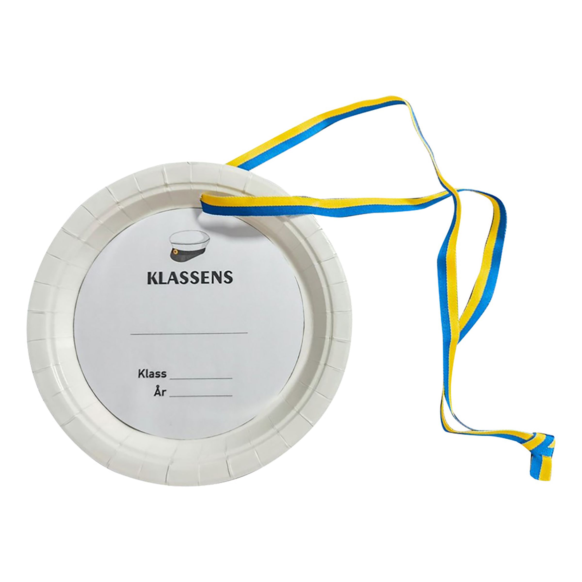 Tallrik Student Klassens med Blå/Gult Band - 4-pack