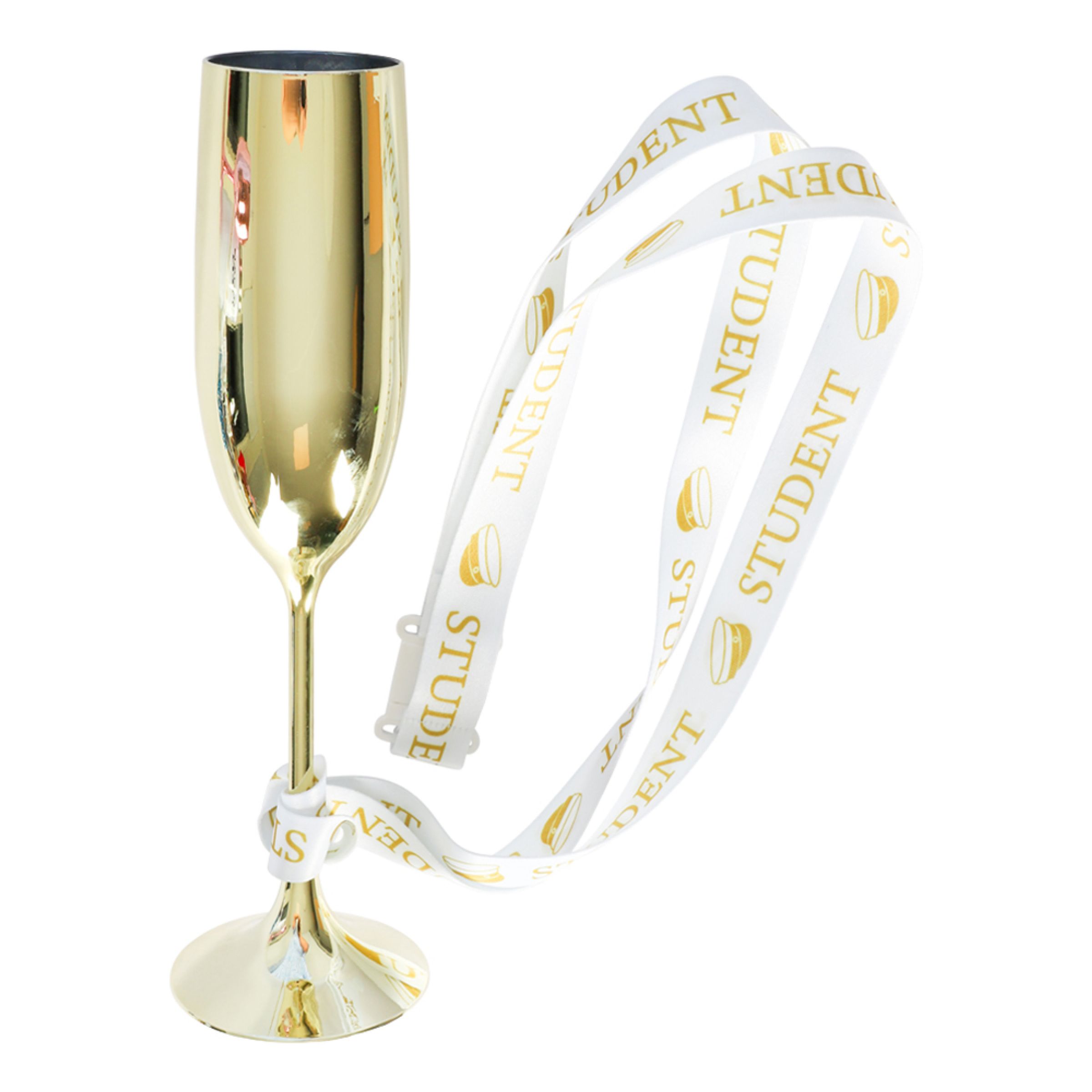 Champagneglas Student Guld med Band