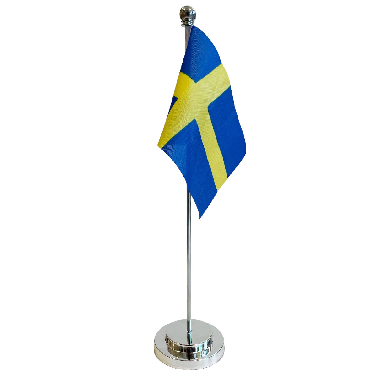 Sverige Bordsflagga med Silverfot