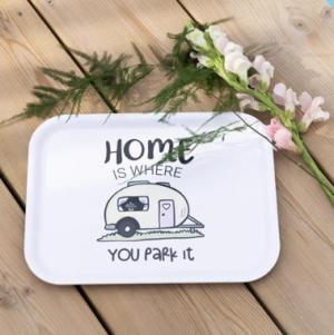 Bricka Husvagn "Home is" (27x20cm)